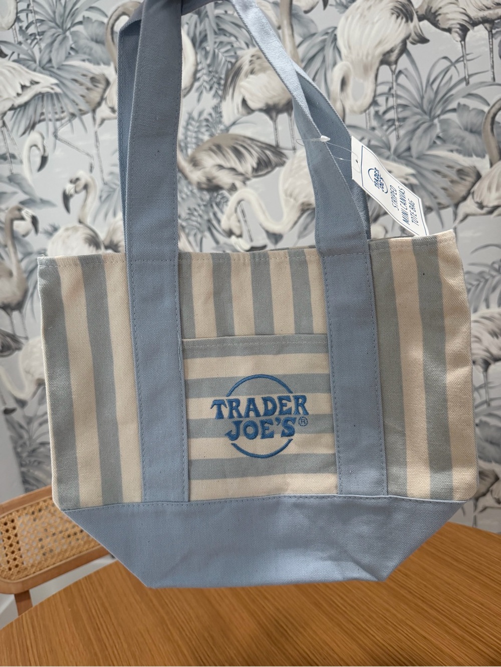 Trader Joe's Blue Stripe Mini Tote Bag MINI
